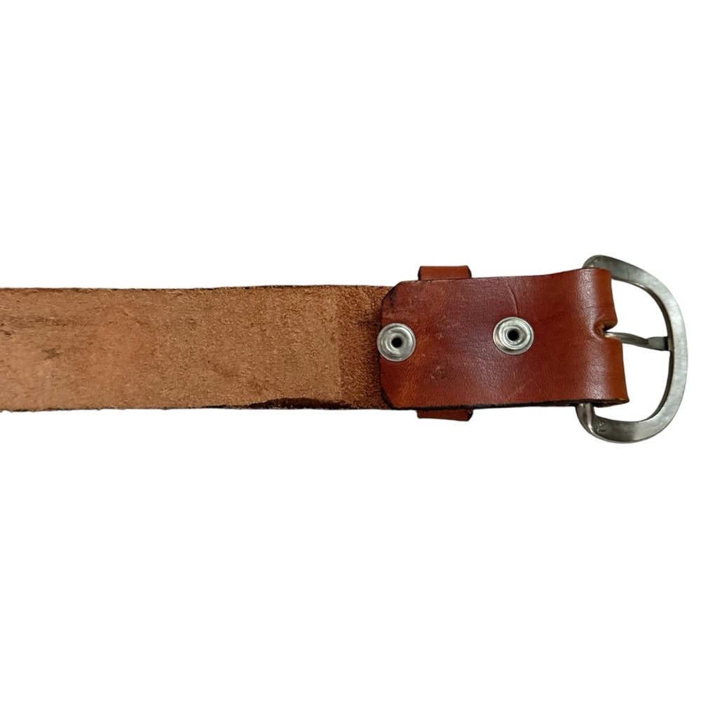 Vintage Tooled Transport Truck Brown Leather Belt Size 36 Removable Buckle USA - Picture 8 of 15